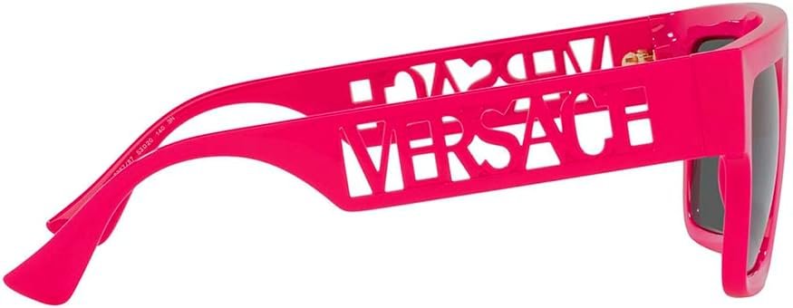 Versace VE 4430U 536787 Fuxia Plastic Rectangle Sunglasses Grey Lens