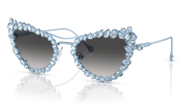 SWAROVSKI SK7011 40198G 56mm Matte Light Blue Grey Gradient Women's Sunglasses
