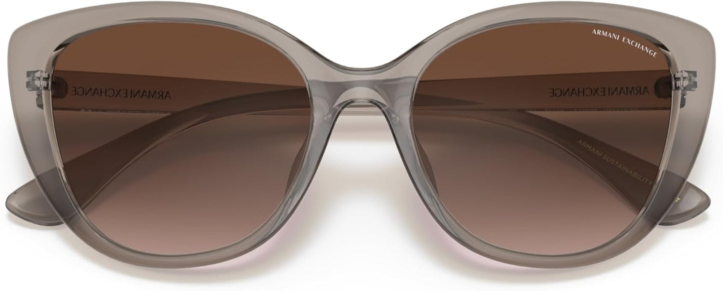 Armani Exchange 0AX4111SU 824013 54mm Woman Sunglasses Transparent Pink Frame, Black Gradient Lenses,