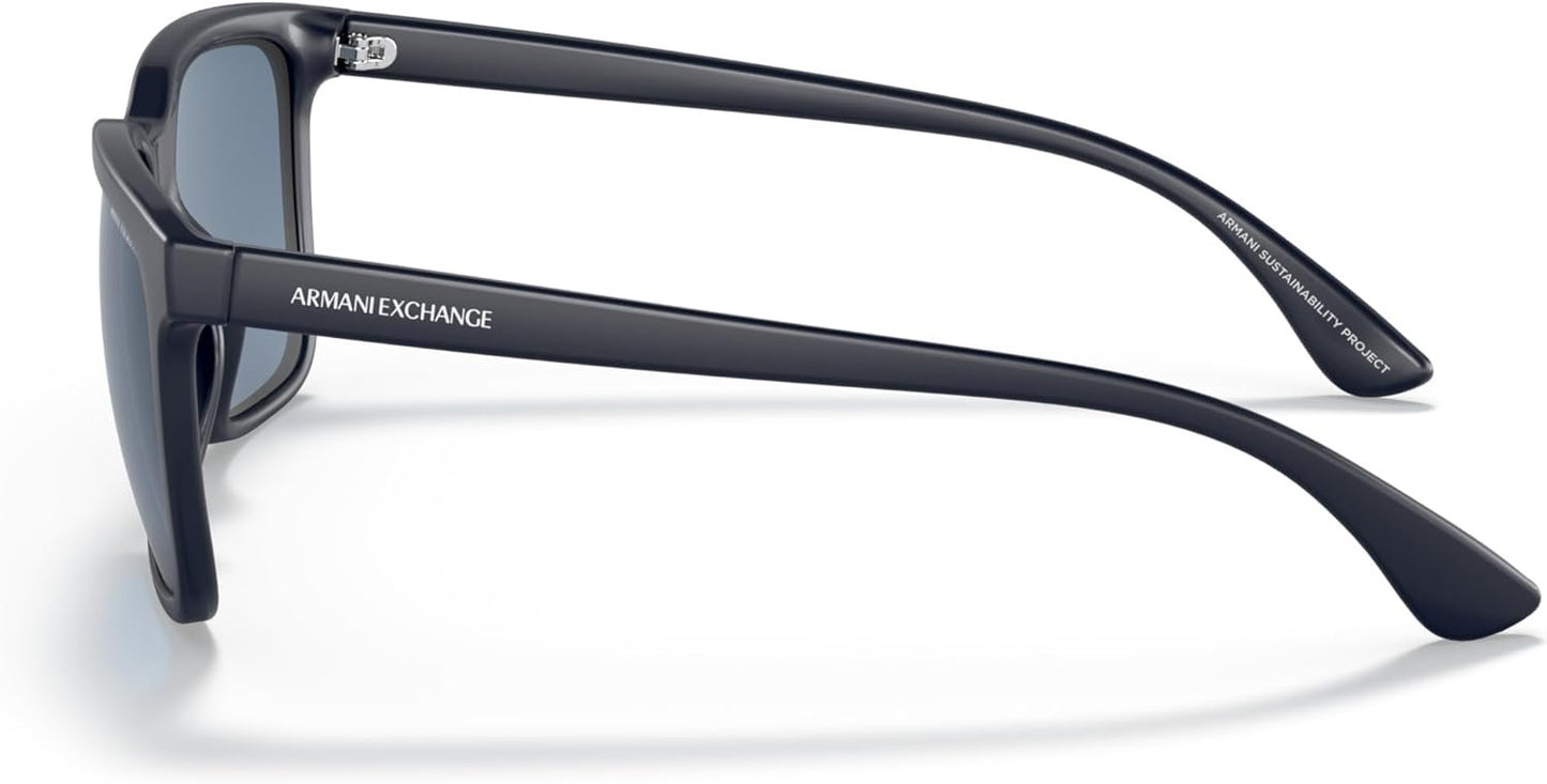 Armani Exchange 0AX4112SU 818180 55mm Man Sunglasses Matte Black Frame, Dark Blue Lenses