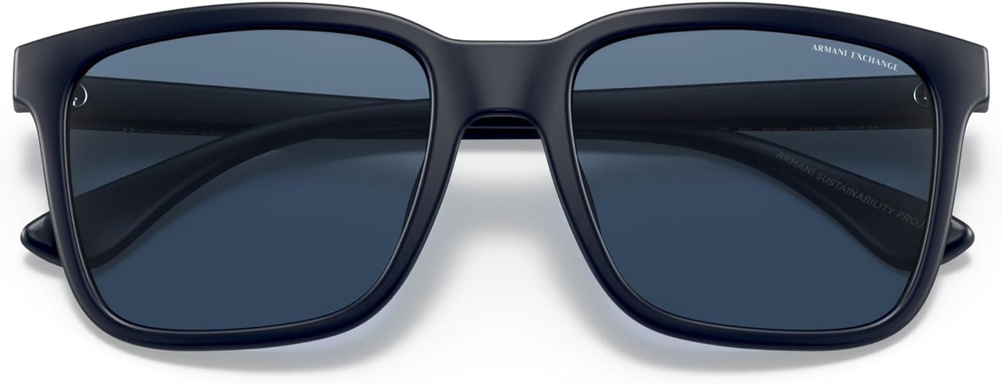 Armani Exchange 0AX4112SU 818180 55mm Man Sunglasses Matte Black Frame, Dark Blue Lenses