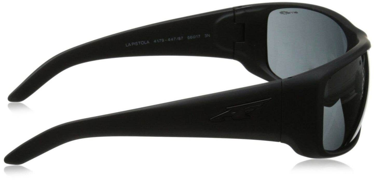 Arnette Men's AN4179 La Pistola Wrap Sunglasses, Fuzzy Black/Grey, 66 mm