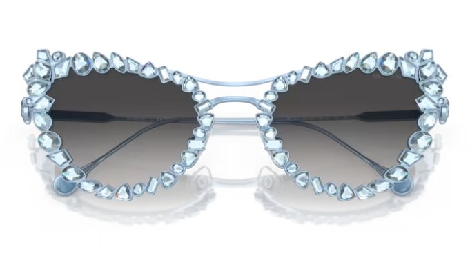 SWAROVSKI SK7011 40198G 56mm Matte Light Blue Grey Gradient Women's Sunglasses