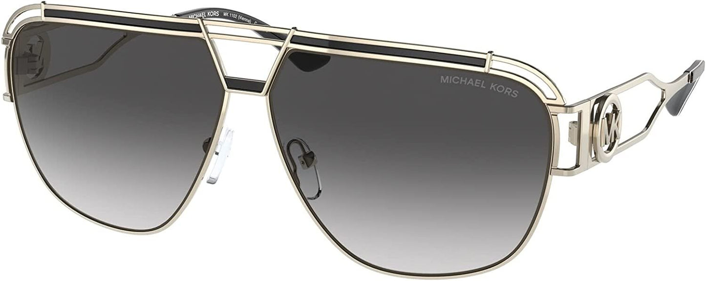 Michael Kors Vienna MK 1102 10148G Light Gold Metal Aviator Sunglasses Grey Gradient Lens