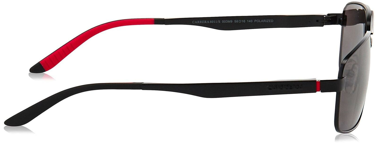 Carrera mens CA8011/S Rectangular Sunglasses, Matte Black/Polarized Gray, 58 mm