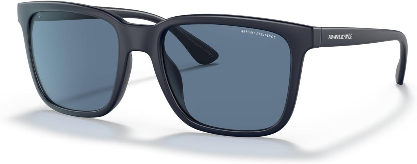 Armani Exchange 0AX4112SU 818180 55mm Man Sunglasses Matte Black Frame, Dark Blue Lenses