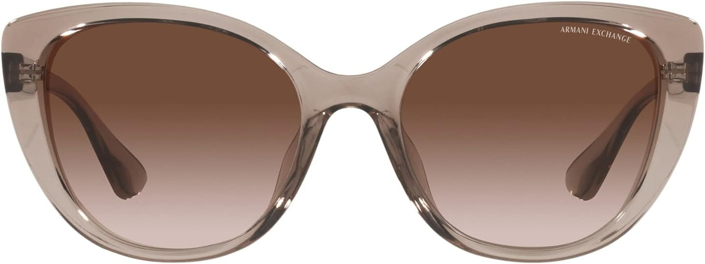 Armani Exchange 0AX4111SU 824013 54mm Woman Sunglasses Transparent Pink Frame, Black Gradient Lenses,