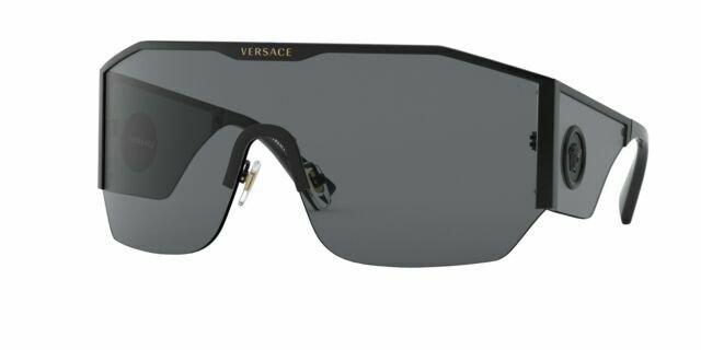 Versace Man Sunglasses, Black Lenses Metal Frame, 41mm