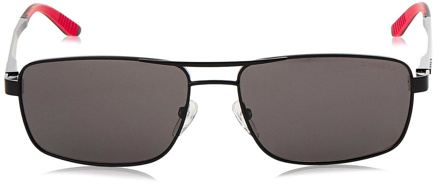 Carrera mens CA8011/S Rectangular Sunglasses, Matte Black/Polarized Gray, 58 mm