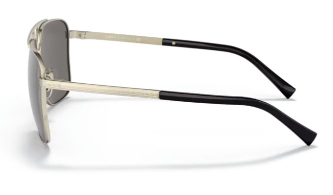 VERSACE VE2238 12526G 61mm Pale Gold Light Grey Mirror Silver Men's Sunglasses