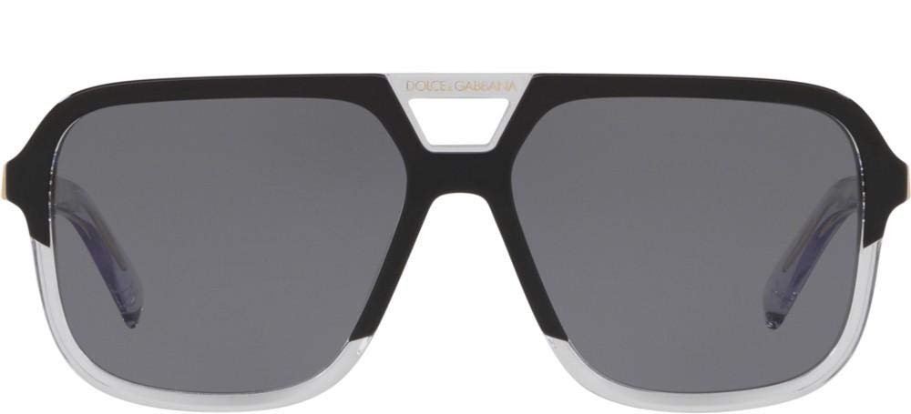 Dolce & Gabbana 0DG4354 501/81 Men's Polarized Fashion Sunglasses, Top Black/Crystal/Dark Grey