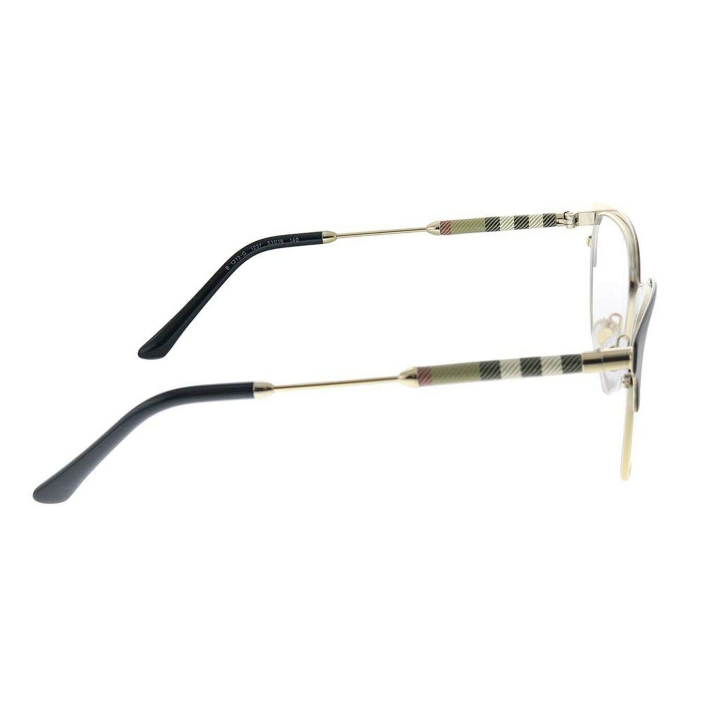 Burberry BE 1313Q 1237 Black Light Gold Metal Square Eyeglasses 53mm