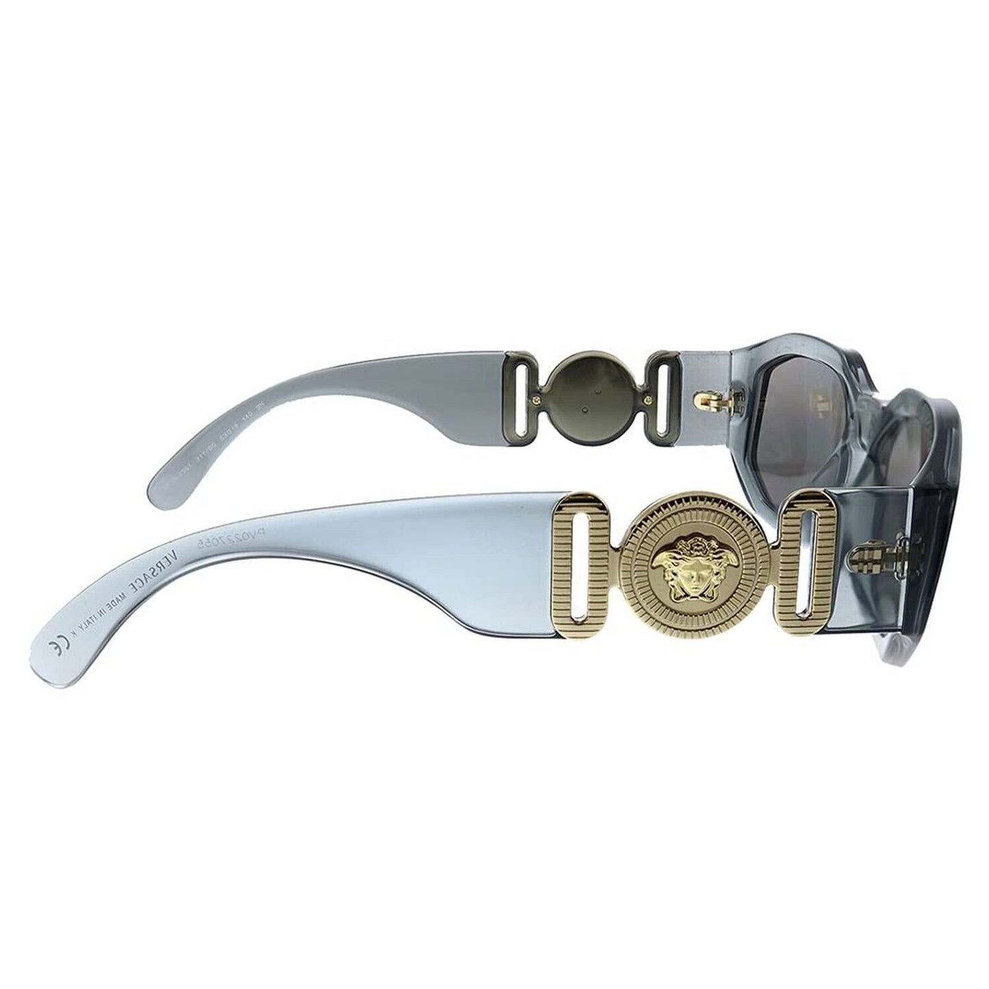 Versace VE 4361 311/6G Transparent Grey Plastic Square Sunglasses Grey Mirror