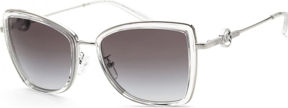 Michael Kors 0MK1067B 10018G 55mm Woman Sunglasses Silver/Clear Frame, Light Grey Gradient Black Lenses