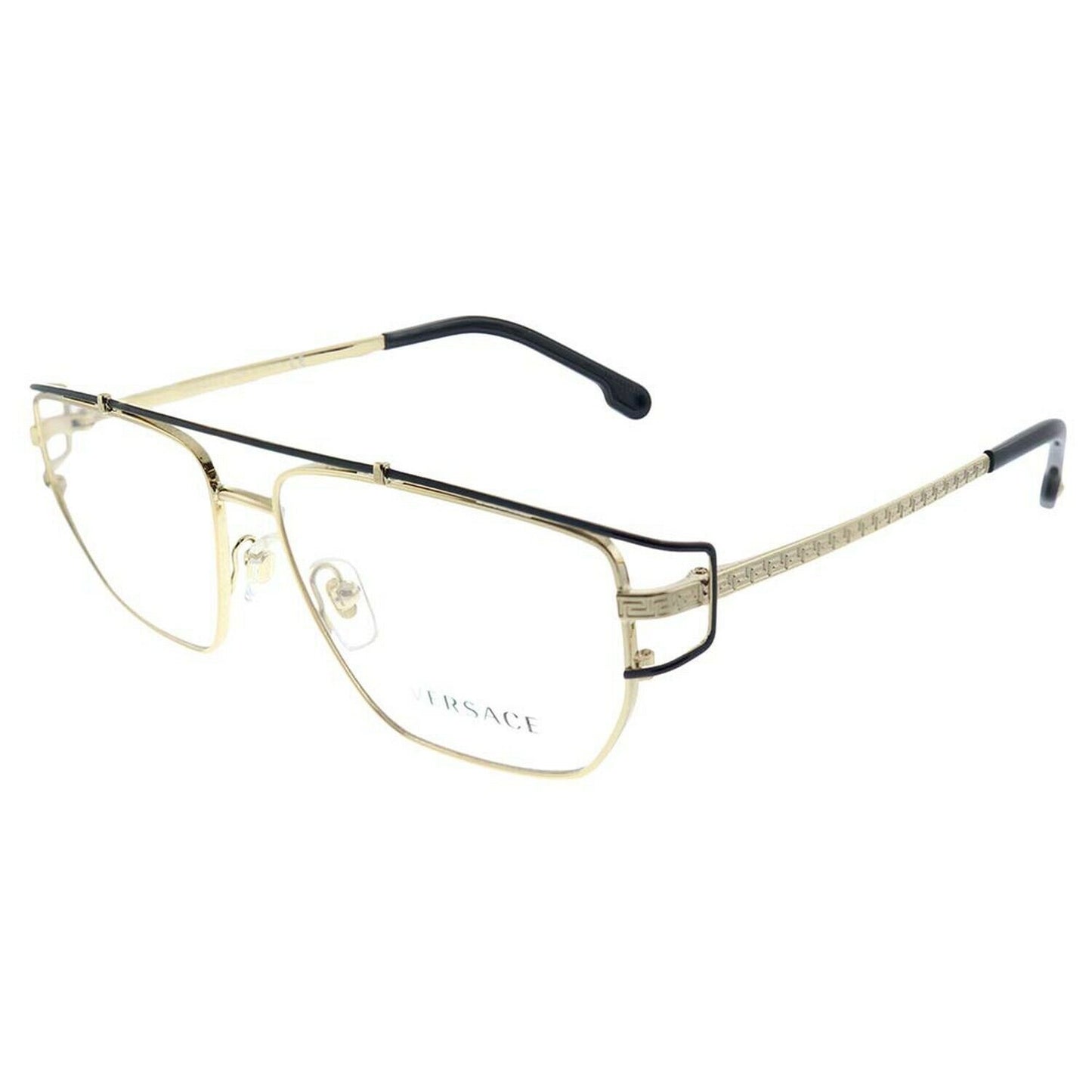 Versace VE 1257 1436 Gold Metal Hexagonal Eyeglasses 55mm