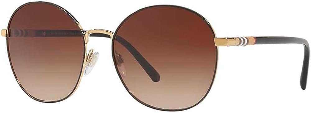 BURBERRY BE 3094 114513 56mm Gold Metal Round Sunglasses Brown Gradient Lens
