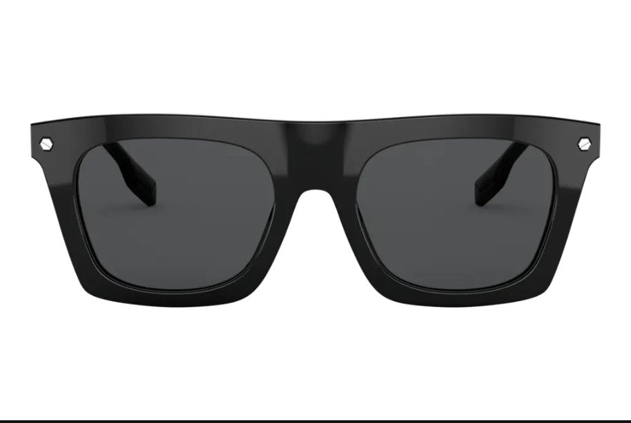 BURBERRY BE 4318 300187 Black Plastic Rectangular Sunglasses Grey Classic Lens