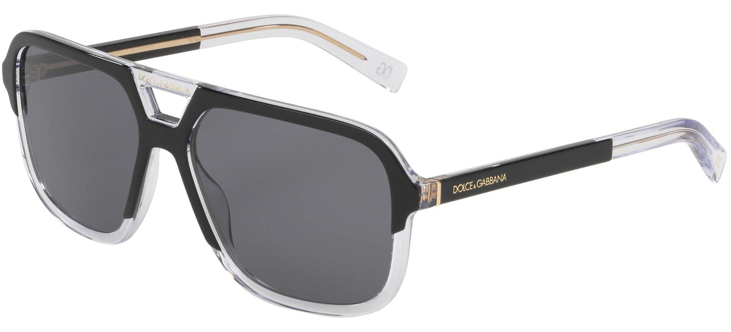 Dolce & Gabbana 0DG4354 501/81 Men's Polarized Fashion Sunglasses, Top Black/Crystal/Dark Grey