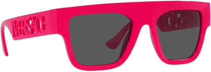Versace VE 4430U 536787 Fuxia Plastic Rectangle Sunglasses Grey Lens