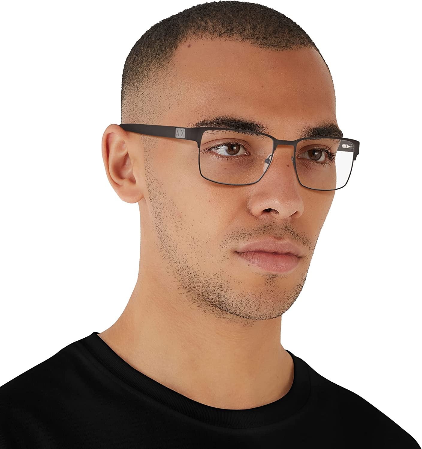 A|X Armani Exchange Men's AX1019 6089 54mm Metal Square Eyeglass Frames,