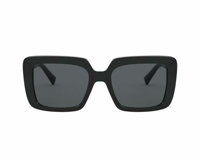 Versace VE 4384B GB1/87 Black Plastic Square Sunglasses Grey Lens