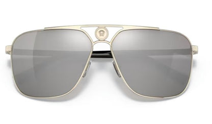VERSACE VE2238 12526G 61mm Pale Gold Light Grey Mirror Silver Men's Sunglasses