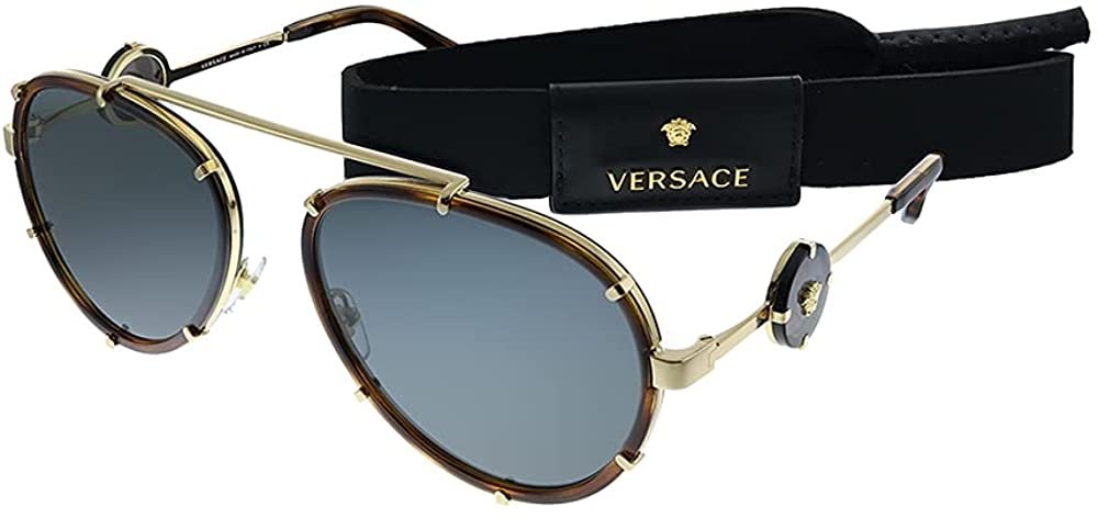 Versace VE 2232 147087 Havana Metal Sunglasses Grey Lens