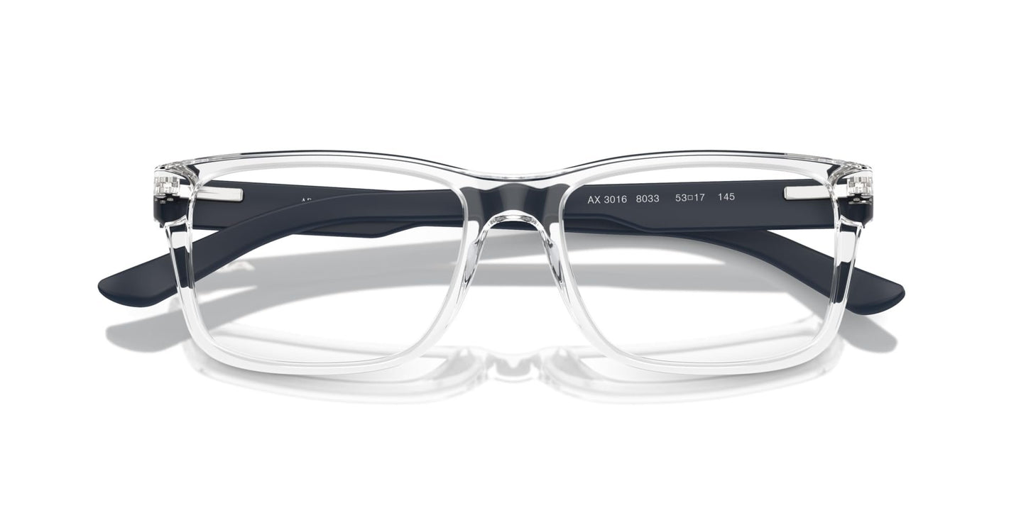A｜X ARMANI EXCHANGE Men's Ax3016 8033 53mm Square Eyewear Frames