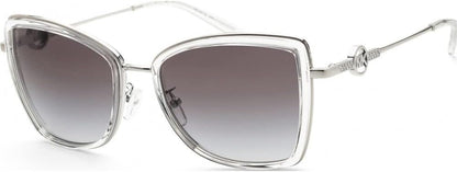 Michael Kors 0MK1067B 10018G 55mm Woman Sunglasses Silver/Clear Frame, Light Grey Gradient Black Lenses